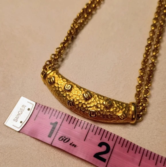 Givenchy Vintage G Logos Two Chain Necklace